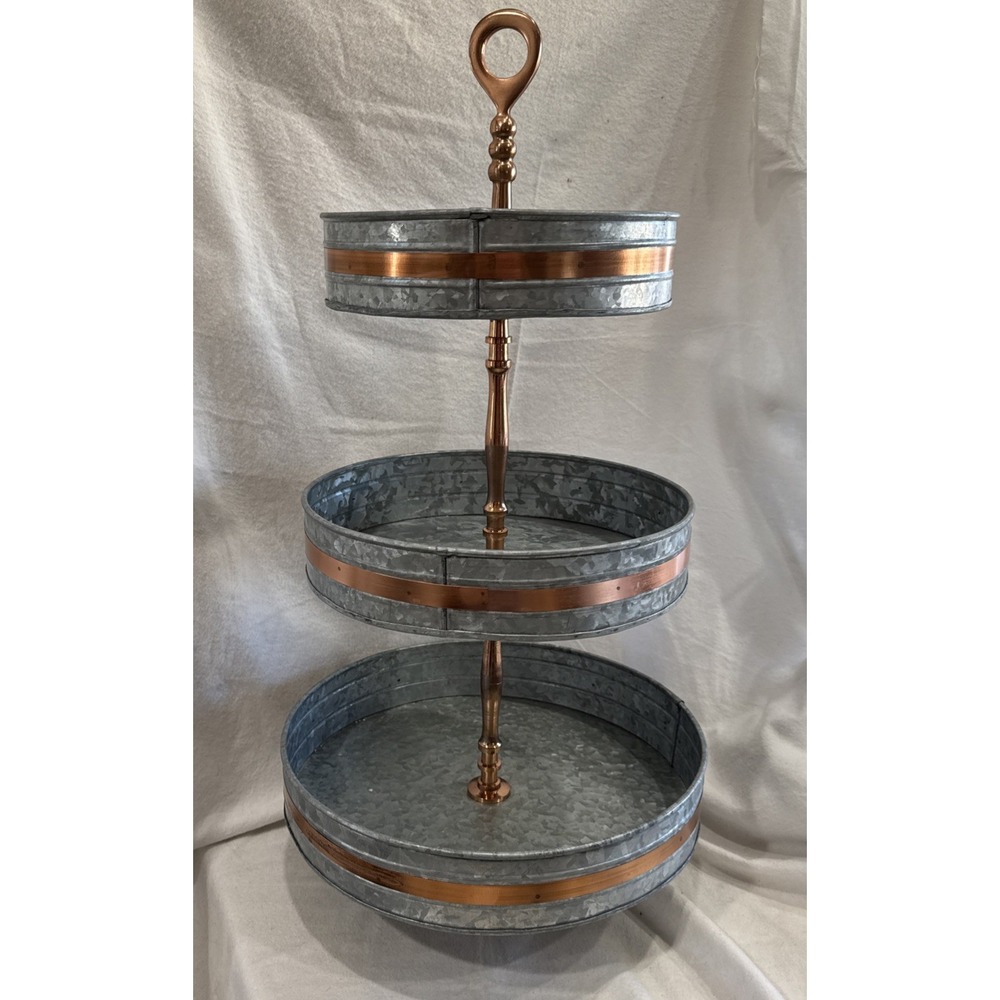 3 Tiered Serving Stand, Rustic Metal Cupcake Stand Wedding Farmhouse Galvanized